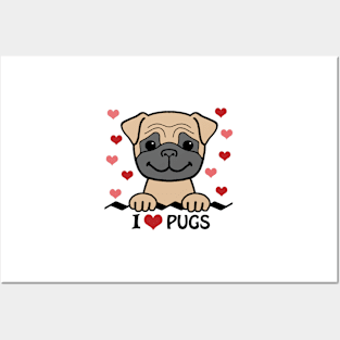 I Love Pugs Posters and Art